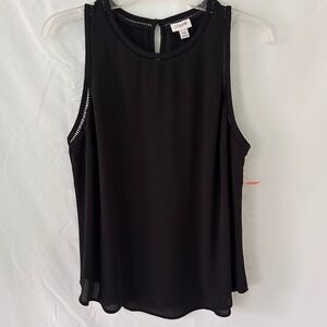J. Crew‎ Black Sleeveless Top Embroidered Neckline Keyhole Back Women's Size 10